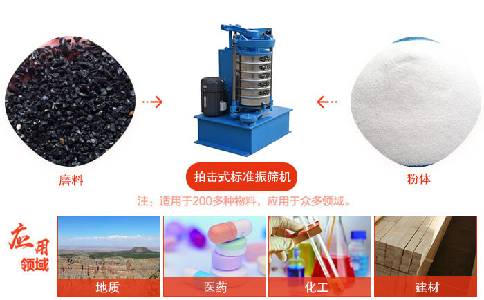 拍擊篩適用于多種物料顆粒狀，粉狀，不規(guī)則物料的篩分。